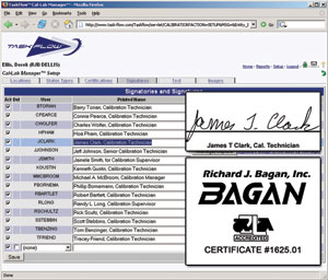 Screenshot of Cal-Lab Manager™ Operations Panel