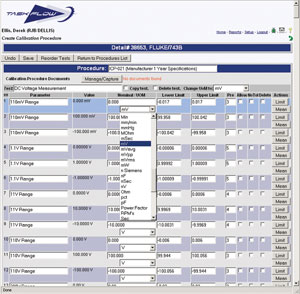 Screenshot of Cal-Lab Manager™ Operations Panel